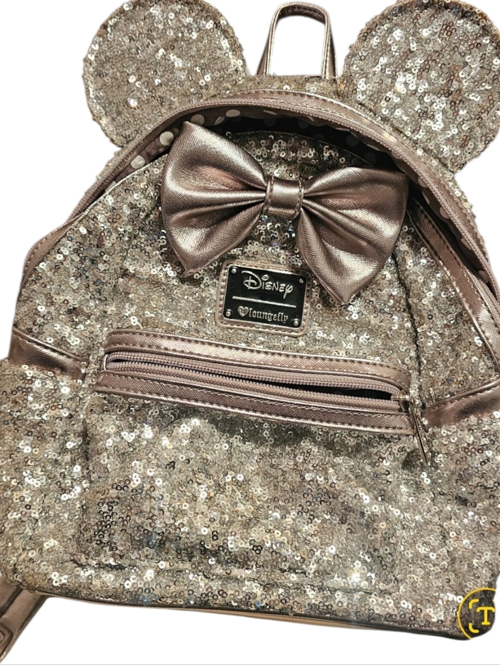 Loungefly Disney Minnie Mouse Silver Sequin Mini Backpack - Picture 4 of 10